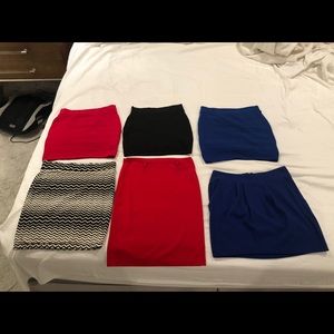 Lot of 5 mini skirts 1 pencil skirt
